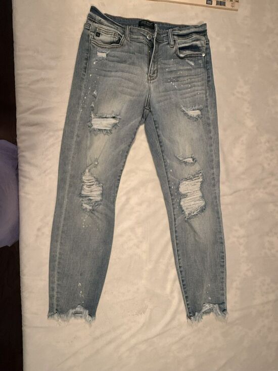 Judy Blue Denim - Judy Blue Size 9/29 High Rise Distressed/paint splat Boyfriend Fit Jeans